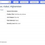 Conseiller en Sécurité de Terrain – Kaboul, Afghanistan
