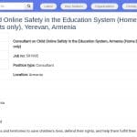 Consultant en sécurité en ligne des enfants pour le système éducatif arménien