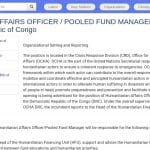 Gestionnaire de Fonds Humanitaires – OCHA, Goma, RDC