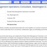 Consultant en Gestion des Risques de Catastrophes – Washington D.C.