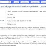 Économiste Pays Équateur – Spécialiste Senior