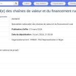 Expert en chaînes de valeur et financement rural – FAO Niger