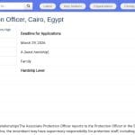 Officier Protection Associé – HCR – Le Caire, Égypte