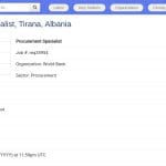 Spécialiste en Achats Publics – Banque Mondiale, Tirana