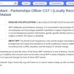 Consultant en Partenariats – Programme Alimentaire Mondial, Malawi