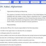 Officier de Sécurité – Centre des Opérations, Mission ONU Afghanistan