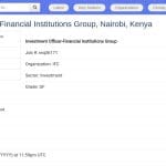Investment Officer – Institutions Financières, Nairobi