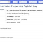 Assistant Représentant FAO (Programmes) – Bagdad, Irak