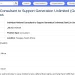Consultant national pour le programme Generation Unlimited en Afrique du Sud