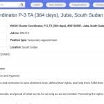Coordinateur Cluster WASH – Urgence Humanitaire – Juba, Soudan du Sud