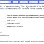 Consultant Rédacteur pour UNICEF – Accord à Long Terme