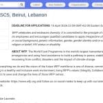 Assistant Logistique – Programme Alimentaire Mondial, Beyrouth