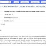 Consultant National Protection de l&rsquo;Enfance – Monrovia, Liberia