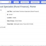 Responsable Technique Global – Finance Rurale (IFAD)