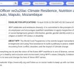 Officier Politiques Programme – Résilience Climatique, Nutrition et Cantines Scolaires