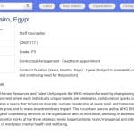 Conseiller en Santé Mentale du Personnel – Bureau Régional OMS, Le Caire