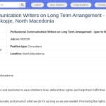 Consultant Rédacteur Communication – UNICEF Skopje