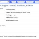 Officier Support à la Gestion de Projets – Islamabad, Pakistan