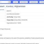 Assistant Sécurité Locale – FAO Afghanistan (Kunduz)