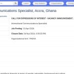 Spécialiste Communication Internationale – Projets Climatiques Ghana