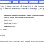 Consultant international : Package de protection sociale et modélisation coûts UHC