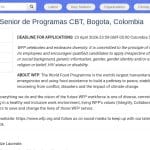 Senior Associé Programmes Transferts Monétaires – WFP Colombie