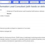 Consultant Lead Transformation IA – Pilotage et mise en œuvre