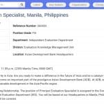 Spécialiste Principal en Évaluation – Banque Asiatique de Développement