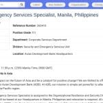 Spécialiste Sécurité et Services d&rsquo;Urgence – Banque Asiatique de Développement