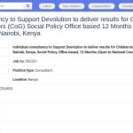 Consultant national – Appui à la décentralisation pour les droits de l&rsquo;enfant