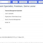 Spécialiste en Gestion Financière pour la Banque Mondiale à Freetown