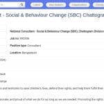 Consultant National Changement Social et Comportemental – Division Chattogram