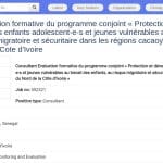 Consultant en évaluation formative – Programme protection jeunesse Côte d&rsquo;Ivoire