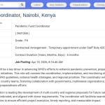 Coordinateur du Fonds Pandémique – OMS Nairobi