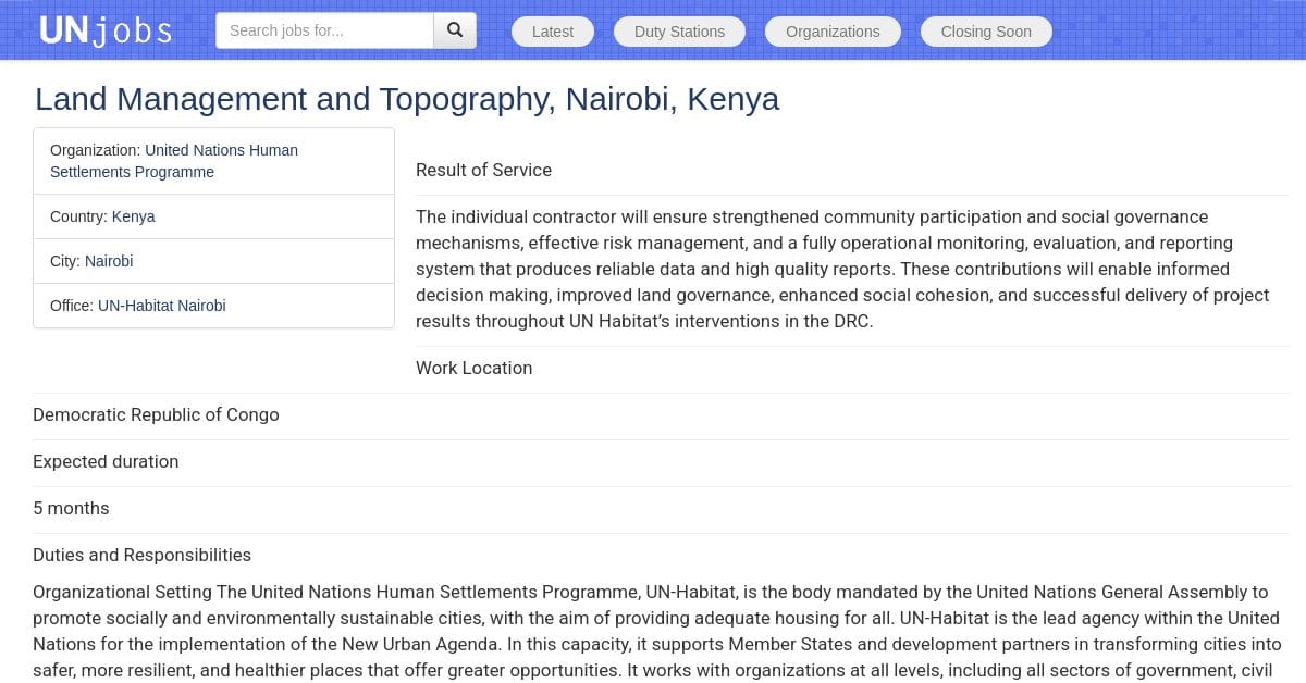 Expert Système d’Information Foncière et SIG – Nairobi