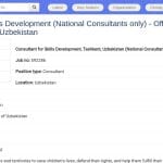 Consultant National en Développement des Compétences – Tachkent