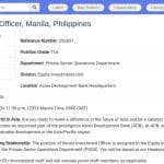 Senior Investment Officer – Équité et Développement à la Banque Asiatique de Développement