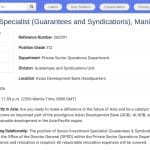 Spécialiste Senior en Garanties et Syndications Bancaires – ADB Manille