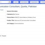 Consultant en Communication et Plaidoyer – UNICEF Balochistan