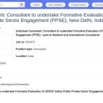 Consultant Évaluation Formative des Partenariats Public-Privé UNICEF Inde