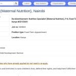 Spécialiste Nutrition Maternelle – UNICEF Nairobi