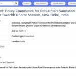 Consultant expert en politiques d&rsquo;assainissement péri-urbain – Mission Swachh Bharat