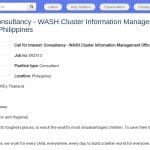 Consultant Gestion de l&rsquo;Information – Cluster WASH – ROSTER UNICEF
