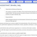 Assistant Administratif – Département Soutien Opérationnel, Brindisi