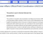 Assistant Humanitaire – Coordination de Terrain (OCHA) – Dnipro