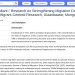 Consultant international – Recherche sur la gouvernance des données migratoires en Mongolie