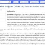 Responsable du Programme Abris – IOM Port-au-Prince