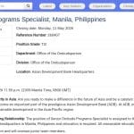 Senior Ombuds Programs Specialist – ADB Manila