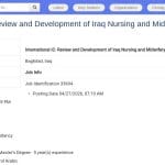 Consultant International – Révision et Développement de la Stratégie Nationale de Soins Infirmiers et Obstétricaux en Irak