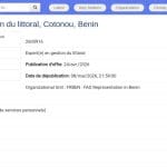 Expert(e) en adaptation côtière au changement climatique – PNA Bénin
